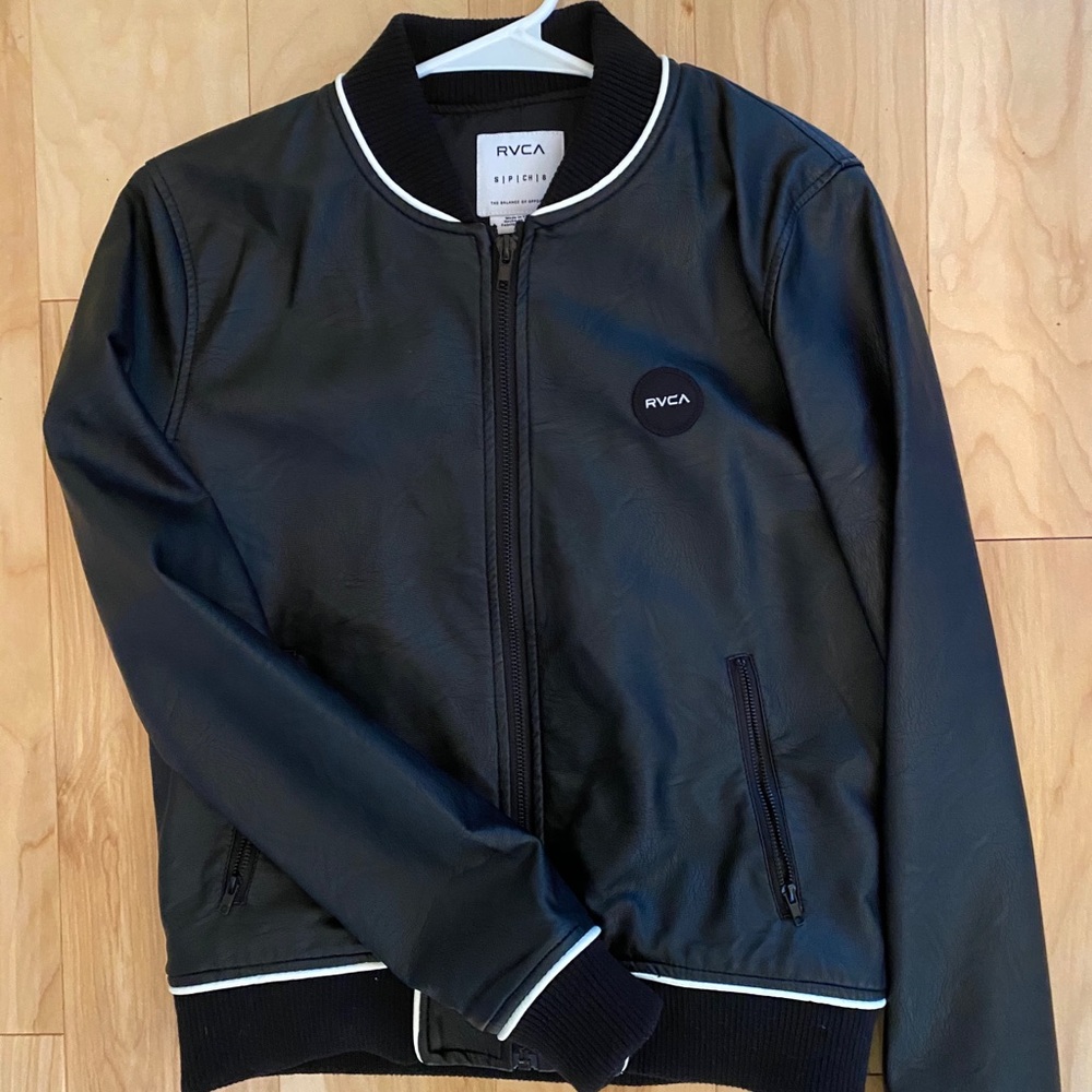 RVCA Slow Jam Leather Bomber Jacket